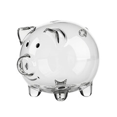 Clear Piggy Bank Savings Future Investment Money Box Finance Planning Glass Pig Wealth Economy on transparent background