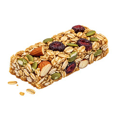 Delicious Granola Bar with Almonds Cranberries and Oats Healthy Snack Energy Boost Perfect for on transparent background