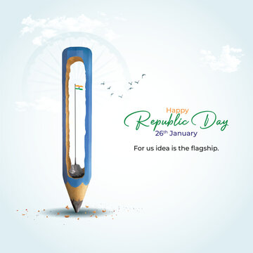 Happy Education Republic Day and Independence Day of india. Indian Republic Day Celebrations Creative ads. Republic day creative design for social media post.