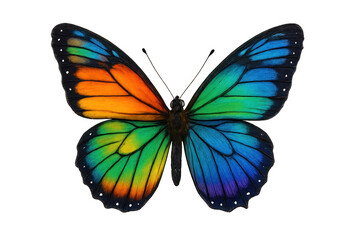 Obraz premium Colorful butterfly showing rainbow gradient wings, transparent background