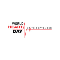 World Heart Day concept illustrate with heart and pulse to become aware of heart health. Important day on 29 September.