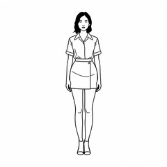 Minimalist Vector Illustration of a Woman in Skirt and Shirt