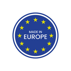 Blue Circle Made in Europe Star Border Label