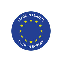 Dark Blue Circle Made in Europe Production Stamp