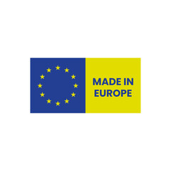 Square Label Made in Europe Blue Yellow Icon