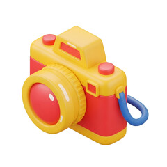 Fototapeta premium Cute cartoon 3d camera isolated on transparent background