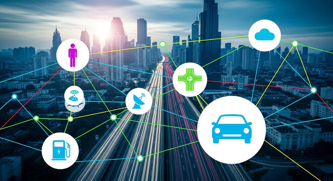 Smart City Network Connection - Data Communication Visualization