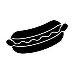 Hot Dog in Bun Silhouette Vector Flat Clean Shape