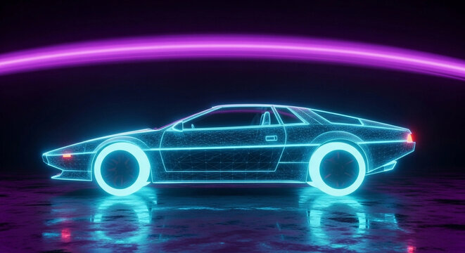 Neon Car Cyberpunk Aesthetic