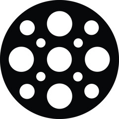 Abstract circular pattern of white dots on black circle with geometric symmetry and modern design