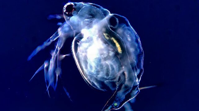 Movement of microorganism under dark field microscope, Water Flea 