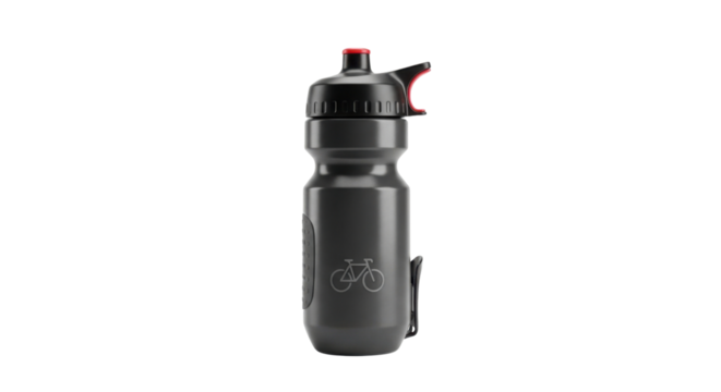 Gray water bottle for cycling and sports isolated PNG with Transparent Background