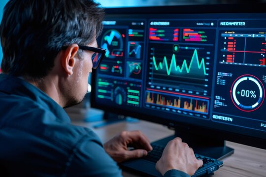 Analyzing financial market data on a computer dashboard - Powered by Adobe
