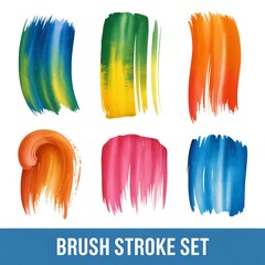A set of six colorful watercolor brush strokes on a white background in a square arrangement