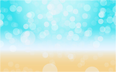 Summer beach background with blue sky and bokeh light effect