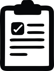 Clipboard checklist icon simple hand drawn sketch for task completion and approval symbols representing done or verified items
