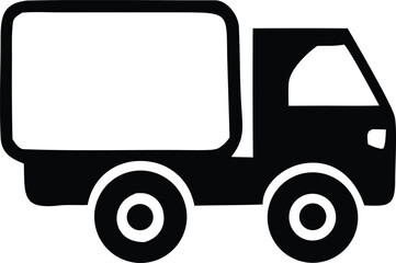 Simple silhouetted truck icon representing transportation logistics and delivery services
