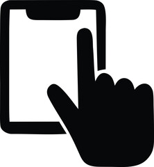 Hand touching screen icon symbol for interaction user interface technology digital device input action touchscreen gesture