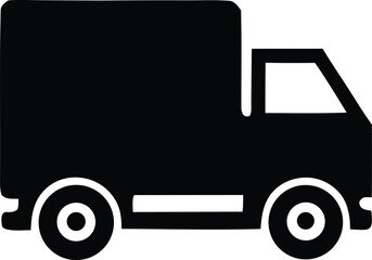 Silhouette icon of a delivery truck with cargo box silhouette icon for logistics transportation and shipping services