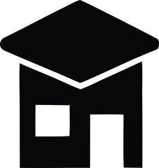 Simple silhouette of a house with a gable roof door and window minimalist architectural symbol clean line art design home icon for property real estate