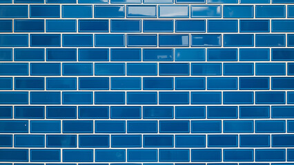 royal blue subway tile design shower or bathroom brick pattern background, ai
