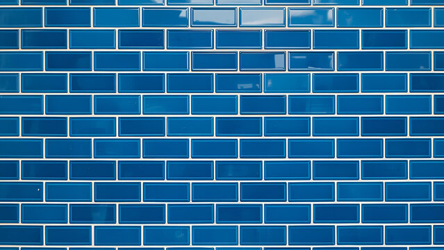 royal blue subway tile design shower or bathroom brick pattern background, ai