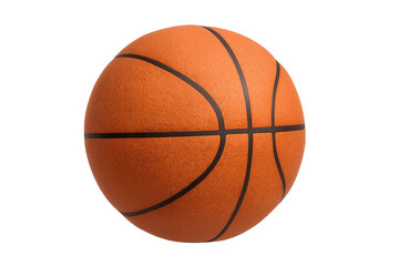 Orange basketball sphere with black lines transparent background