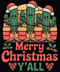 Merry Christmas Yall Christmas T-shirt Design