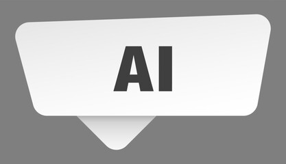 ai sign. ai white sticker isolated on gray background