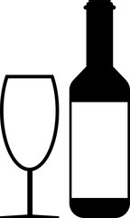 Simple black silhouette wine bottle icon illustration. Minimalist vector design suitable for beverage label logos, bars, restaurants, or applications.