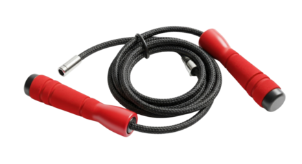 Red jump rope for fitness exercise isolated PNG with Transparent Background