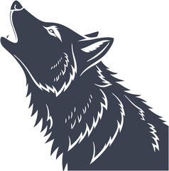 wolf sidw face in howling pose vector icon
