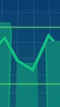 Animation of neon frame over data processing on blue background