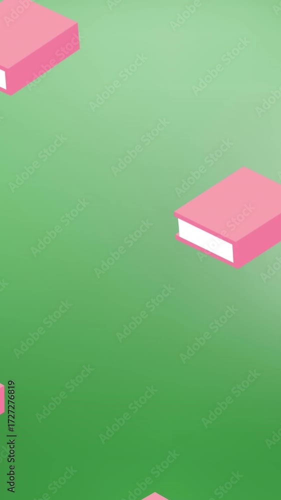 Aufkleber animation of multiple book icons in seamless pattern against copy space on green gradient background