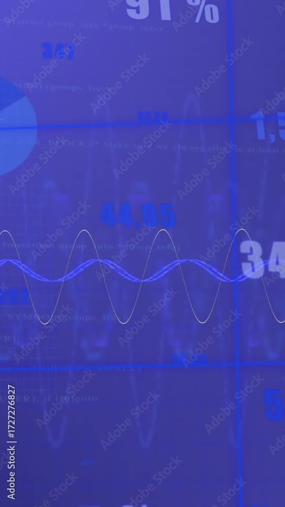 Aufkleber animation of financial data processing over grid