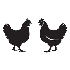Fototapeta premium Vector art of two chicken silhouettes facing each other