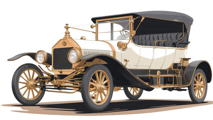 19th-century car, Landau, white background.
