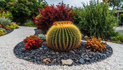 Colorful succulent garden with cactus