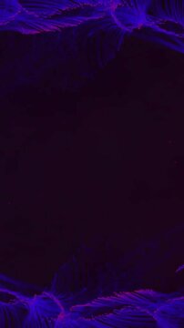 Abstract animation of purple and blue swirling lines forming circular frame