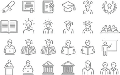 Education and learning vector icons set for school university and graduation