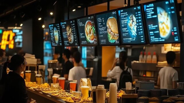 selective focus fast food restaurant offering combo meals