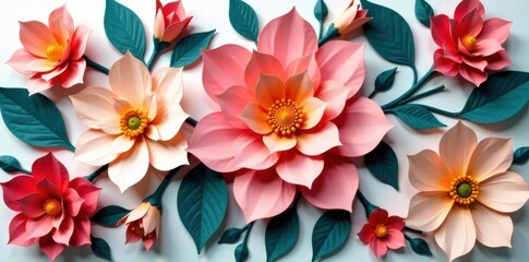 Intricate paper flower arrangement, wall decor, image, spring