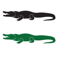 Obraz premium Vector art of black and green crocodile silhouettes