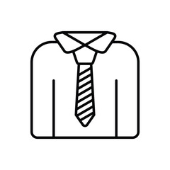 A graphic icon displays a collared shirt with a striped tie