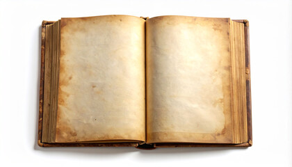 Open vintage book mockup , blank aged paper pages