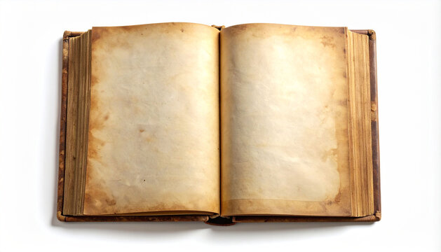 Open vintage book mockup , blank aged paper pages