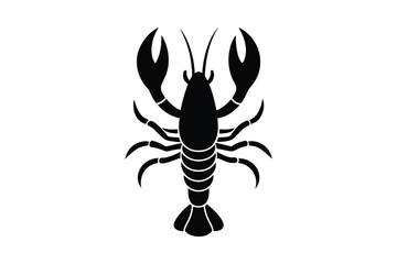 Black silhouette of a lobster facing forward crustacean seafood