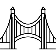 Bridge Suspension Outline line art vector