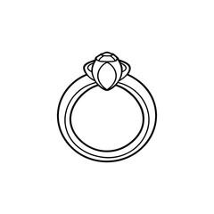 A ring featuring a dual band with a pointed oval stone accented with two small curves