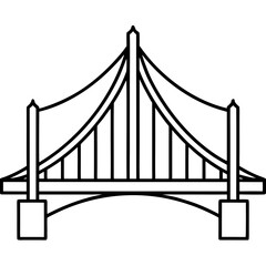 Bridge Suspension Outline line art vector